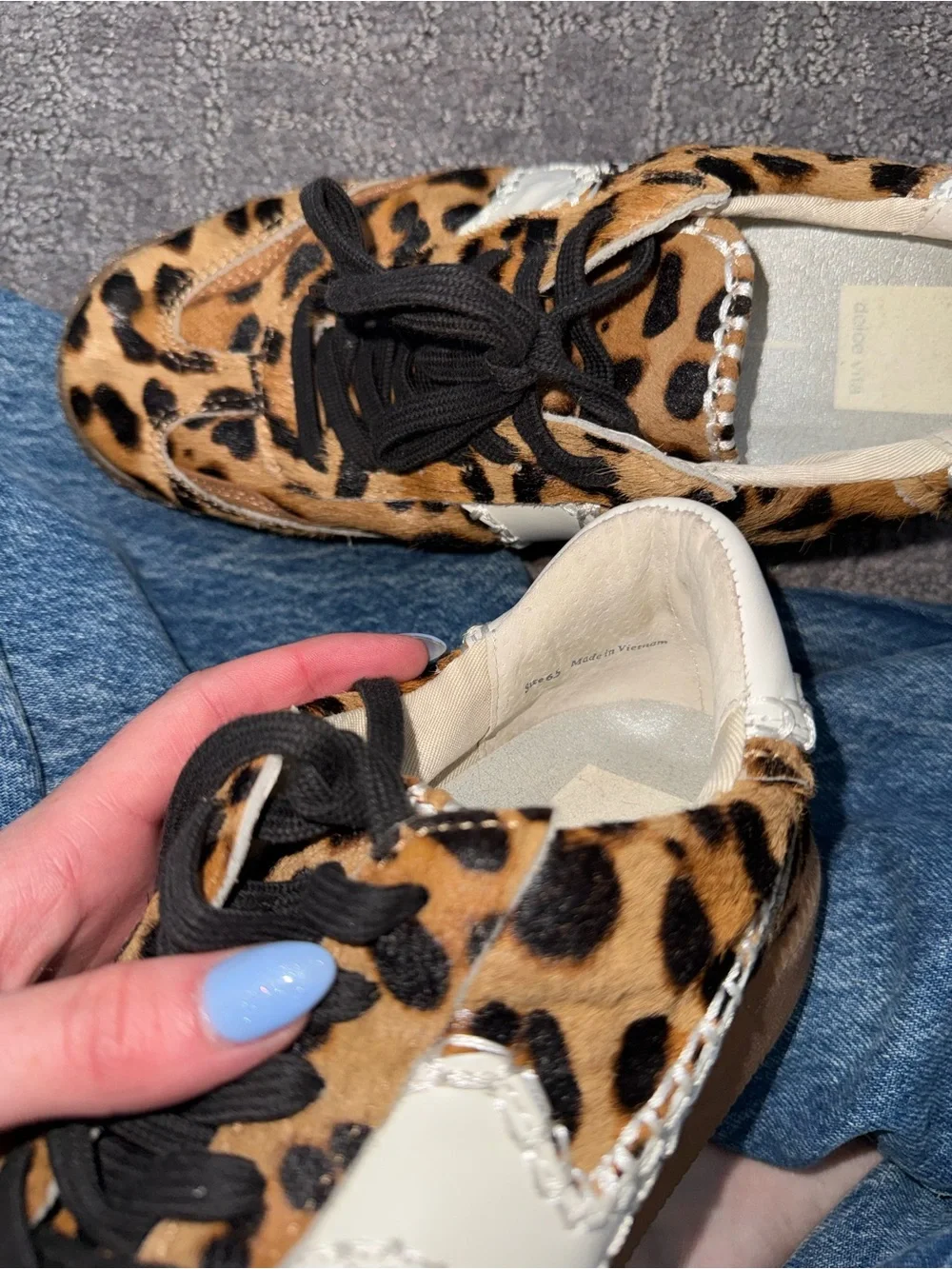 Dolce Vita Leopard-Print Lace-Up Sneakers in Brown and Black
